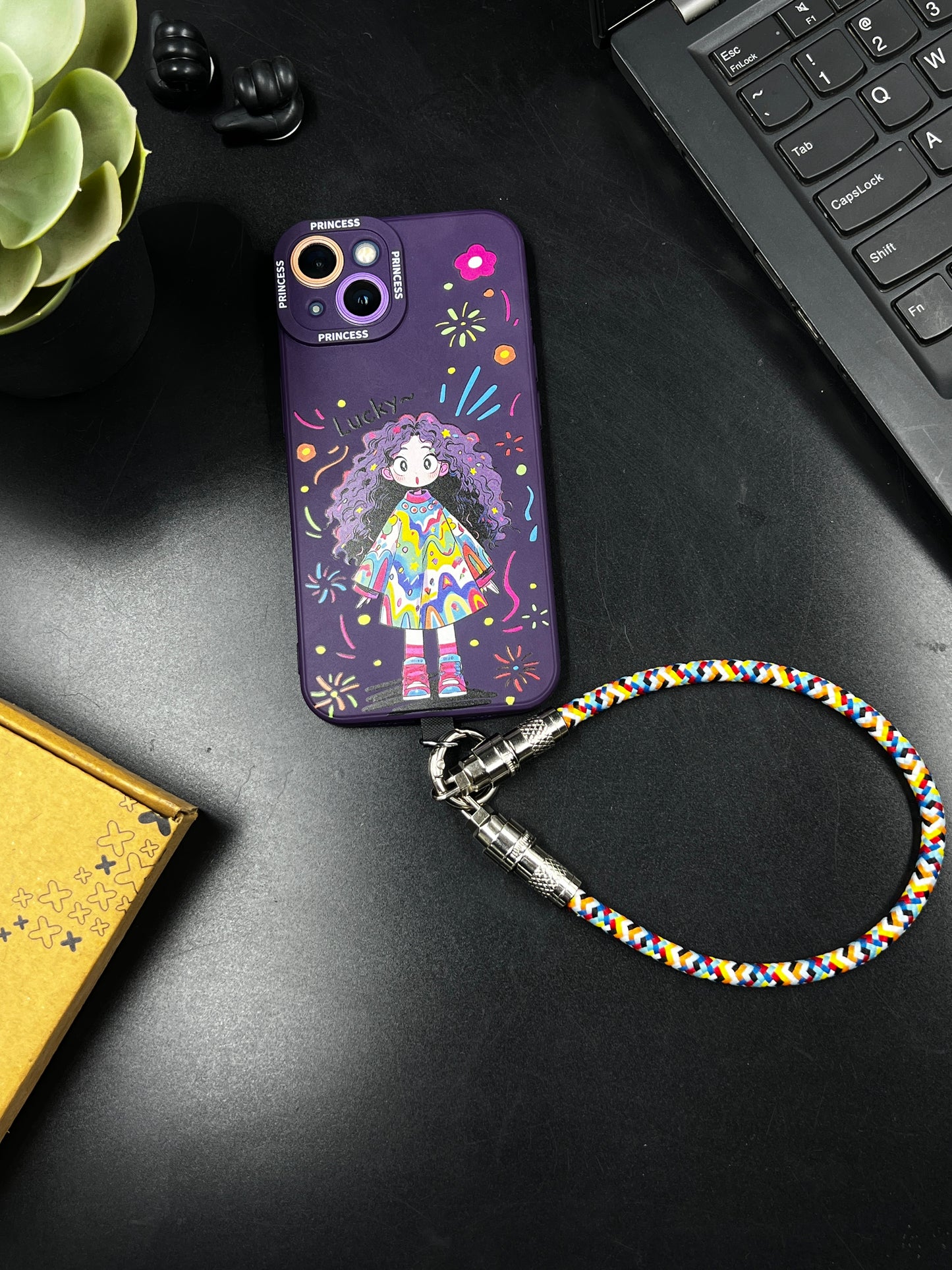 GRUNX Loop adjustable nylon braided strap with zinc-alloy lock and phone tether patch on white background