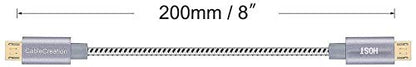 Micro USB to Micro USB OTG Cable 200mm 8 inch length in white black nylon braided design with connector