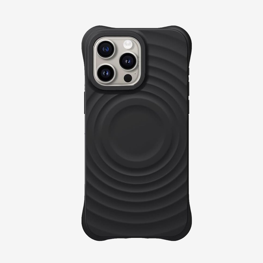 Wave - 3D Wave Pattern Liquid Silicon iPhone Case - Black