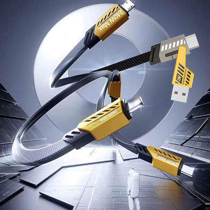240W fast charging cable with USB-C, Micro USB, and USB-A connectors, 2-in-3 braided design