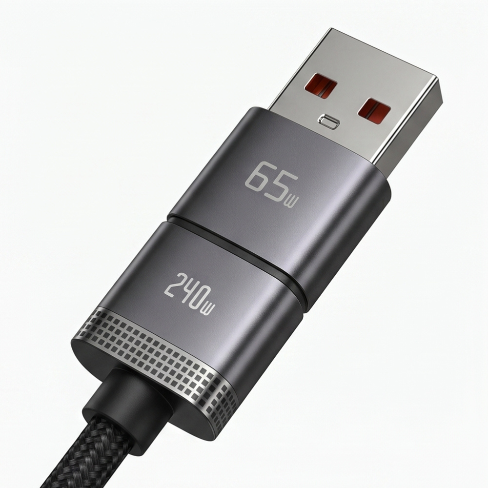 240W 6.5A USB Type-C charging cable connector close-up view