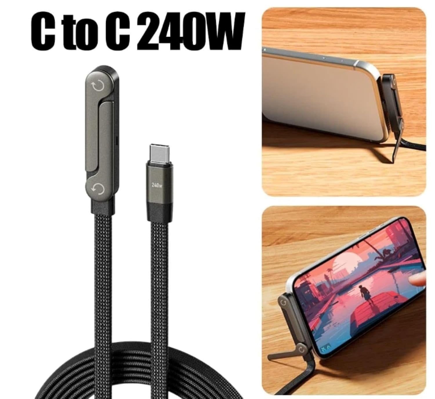 GRUNX TikTok cable stand in use during video call setup on Indian home office desk with laptop and coffee