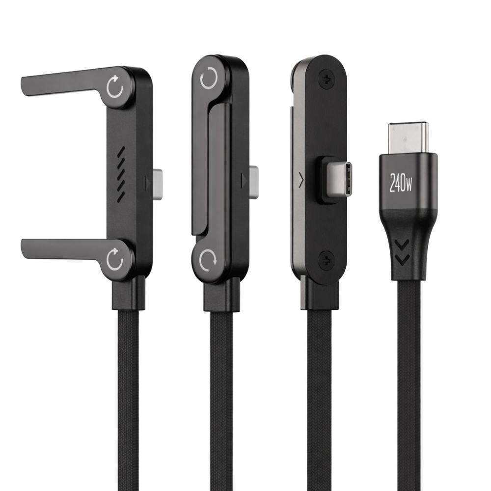 240W Type-C to Type-C Ultra Fast Charging Data Cable with Invisible Stand Nylon Braided 1.5 Metre - GrunX Store India