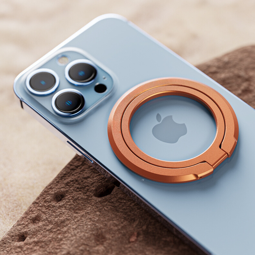 Pluto - Magnetic Aluminium Ring iPhone Holder & Stand - Gray
