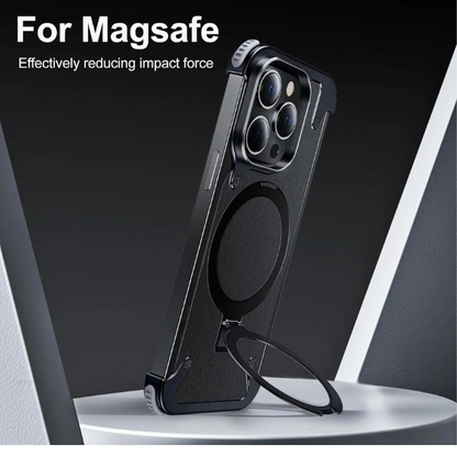 Milan - Magsafe Stand Bezel Less iPhone Case - Black Leather