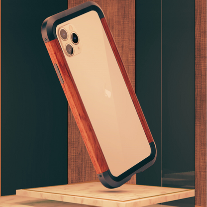 Amazon - Natural Rosewood & Metal Bumper iPhone Case