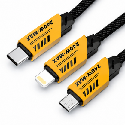 3-in-2 240W Multi Charging Cable Compatible with iPhone & USB-C - Tronix