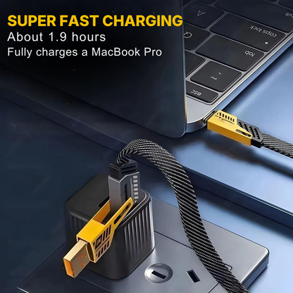 240W USB-C cable fast charging MacBook Pro from wall adapter in 1.9 hours