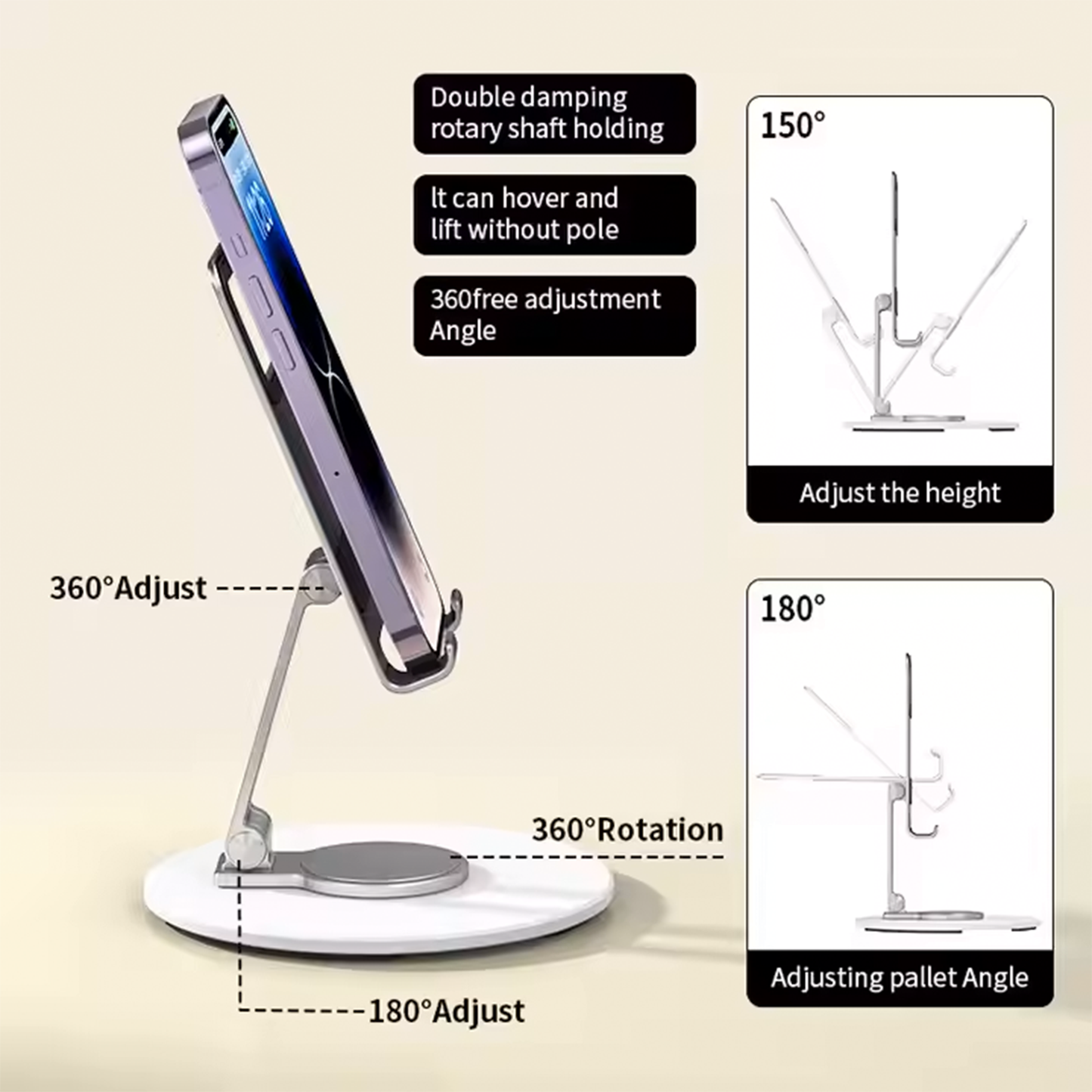 360 - iPad & iPhone Full Metal & Rotatable Anti-slip Stand