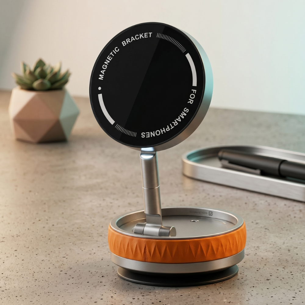 Strong magnetic adsorption phone holder with instant snap alignment for smartphones
