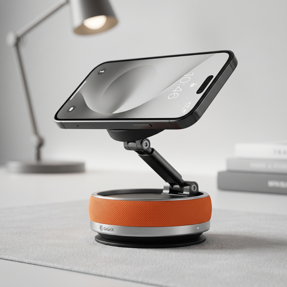 Magnetic phone mount internal structure showing strong magnet alignment for secure smartphone grip