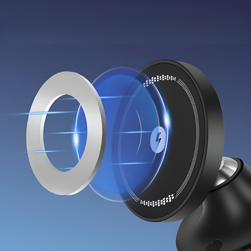 Aero 360° universal magnetic phone holder mounted on car dashboard with flexible viewing angles
