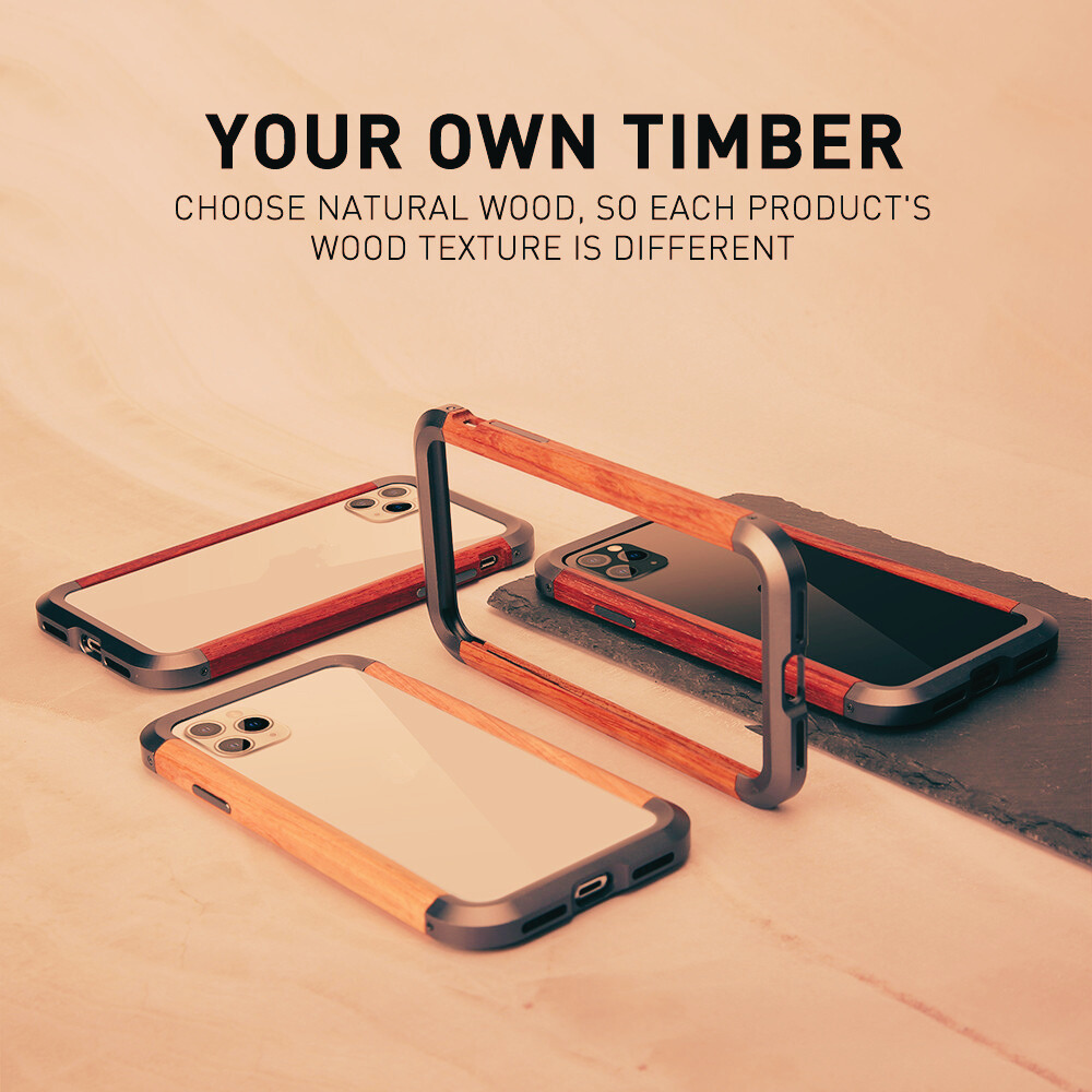 Amazon - Natural Rose Wood & Metal Bumper iPhone Case