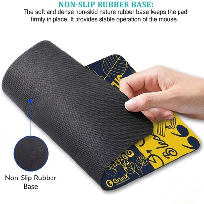 GrunxStore Swift Speed Mouse Pad Yellow Navy Blue Motivational Quote Design Anti-Slip Base