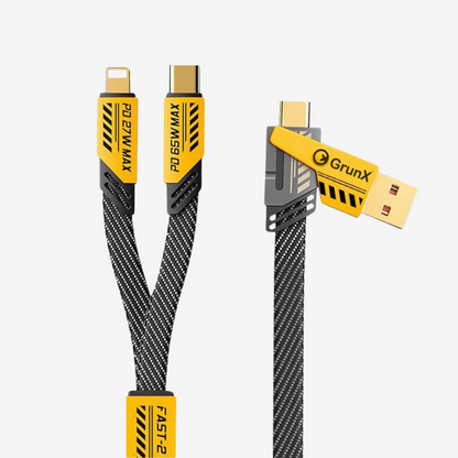 4 in 1 USB cable featuring grunx logo, showcasing its design and branding elements available on grunxstore.com