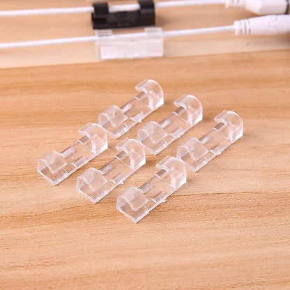 Clear Acrylic Cable Clips Self Adhesive Wire Holder 2 Loop ( Pack 5 ) - Clario