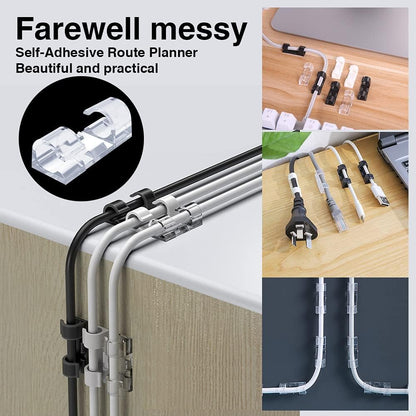 Clear Acrylic Cable Clips Self Adhesive Wire Holder 2 Loop ( Pack 5 ) - Clario