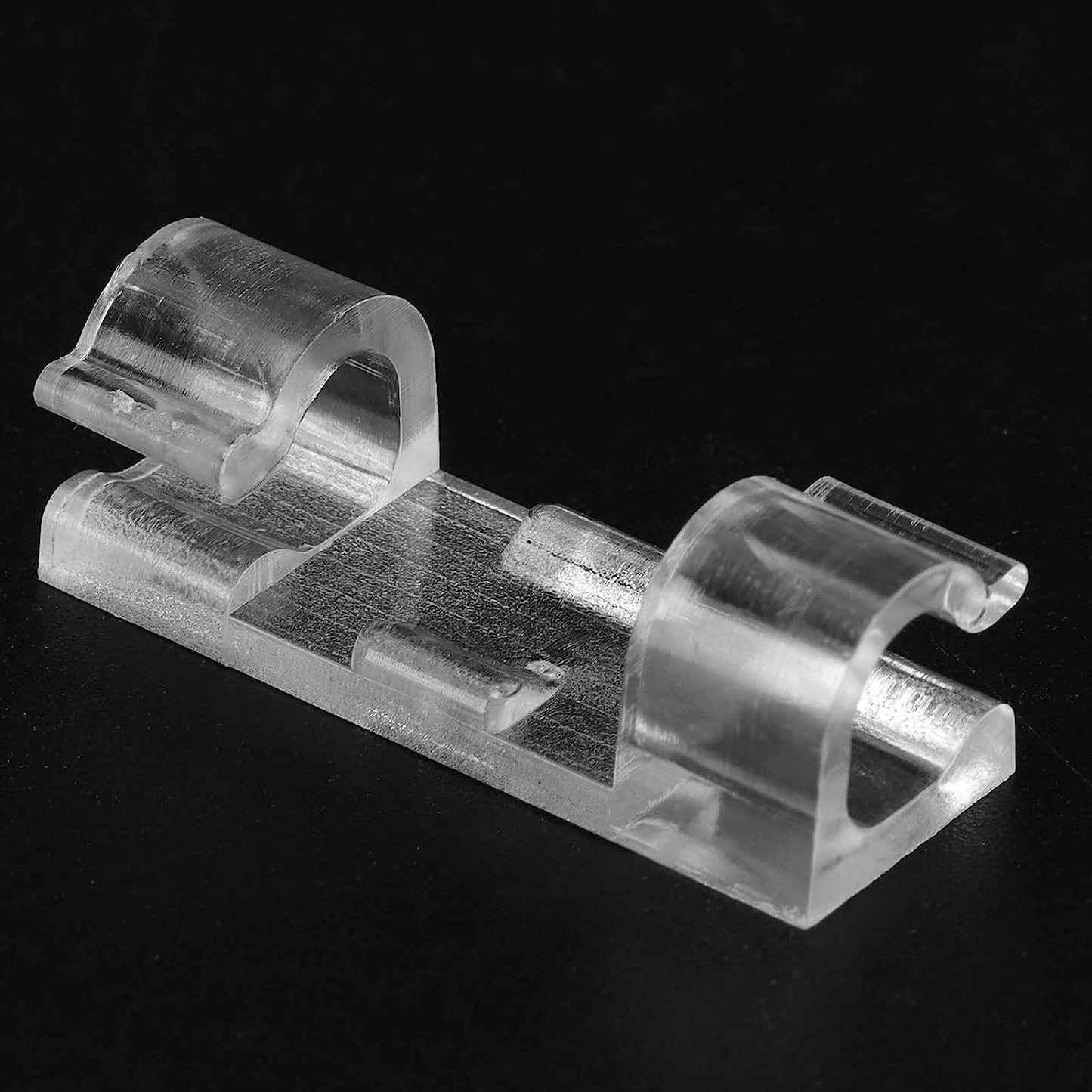 Clear Acrylic Cable Clips Self Adhesive Wire Holder 2 Loop ( Pack 5 ) - Clario