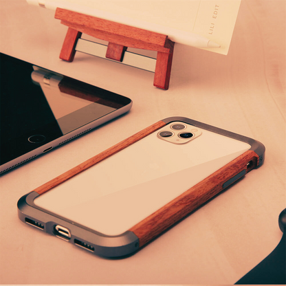 Amazon - Natural Rosewood & Metal Bumper iPhone Case