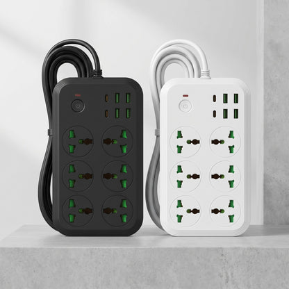 ConnectX 8-in-1 extension board on desk with laptop phone tablet charging 2-meter cable universal socket compatibility India - GrunX