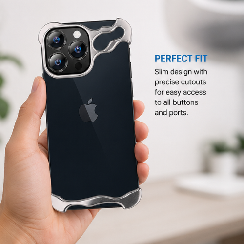 ARC Titanium Bumper iPhone Pro Case – Perfect Fit Slim Clear Design with Precise Cutouts for Buttons and Ports, Silver Aluminum Bumper Phone Cover