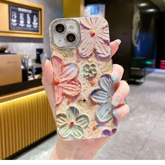 Case and Cover iPhone 14, 14 Plus, 14  Pro, 14 Pro Max  Multi Color Woman Holding Phone Showing Back View Alice GrunX in India