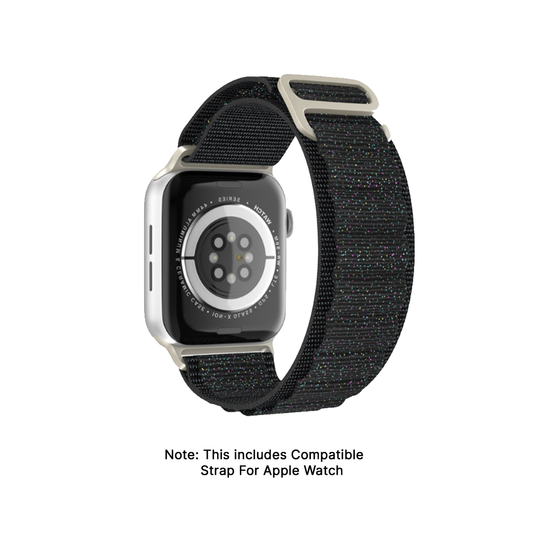 GRUNX Galaxy artisan braided nylon loop Apple Watch band blue-green elastic on Apple Watch Series 9 Indian desk