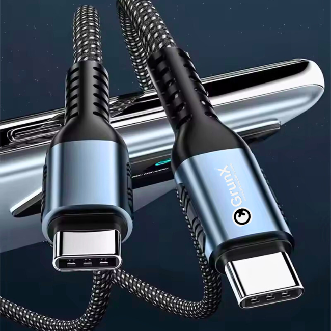 Charging Cable All Devices Android and Apple Devices 1 Meter Blue and Black Showing Type-c To Type-c Batman GrunX in India