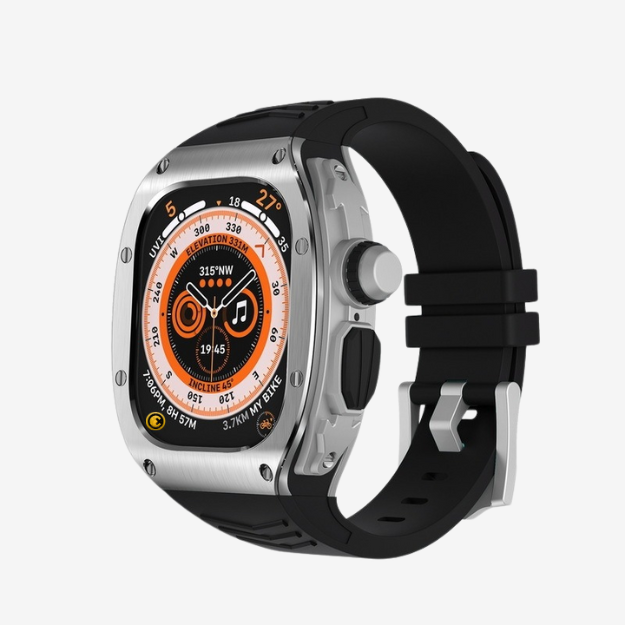 Watch Strap and Watch Band Apple Apple Watch Ultra Series 1 & 2 49mm Silver Black Man Wearing  Smartwatch Blackberry GrunX in India