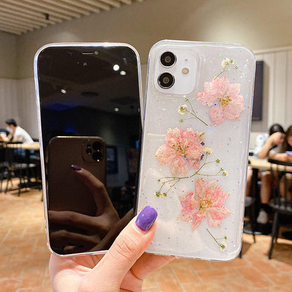 Case and Cover iPhone 15 Pro, 15 Pro Max  Pink 3D Real Dry Flower Blossoms GrunX in India