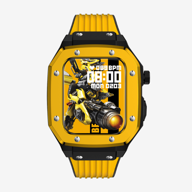 Watch Strap and Watch Band Apple Apple Watch Series  9, 8, 7, 6, 5, 4,Ultra & Ultra 2 44/45mm Yellow Front View Smartwatch Bumblebee GrunX in India