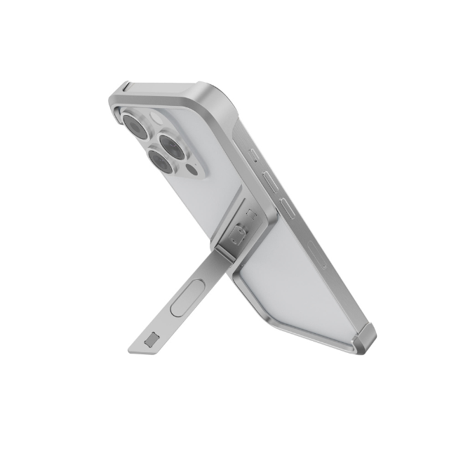 Case and Cover iPhone 15  Grey Shield Kickstand Portrait View Catch GrunX in India