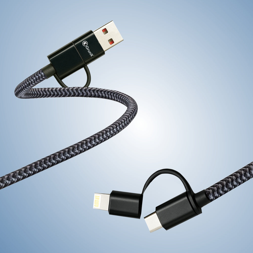 GRUNX Super magnetic cable 360-degree rotating tip charging iPhone and Samsung simultaneously India home setup