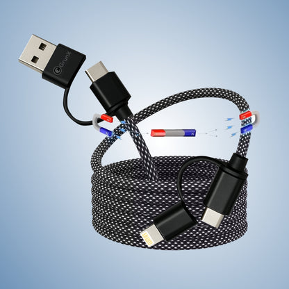 GRUNX Super magnetic cable snap on connector attaching effortlessly to smartphone port nylon braided design