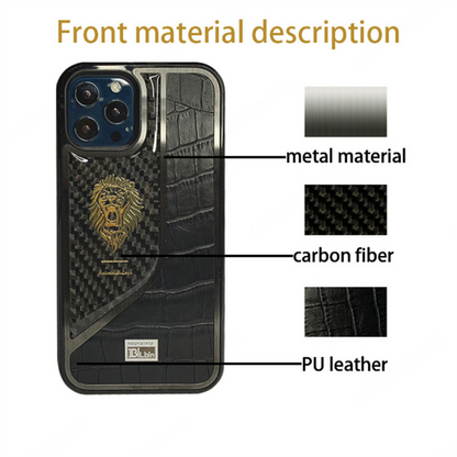 Case and Cover iPhone 12  Crocodile Leather Pattern Made with Carbon Fiber, PU Leather and Metal Crocs GrunX in India