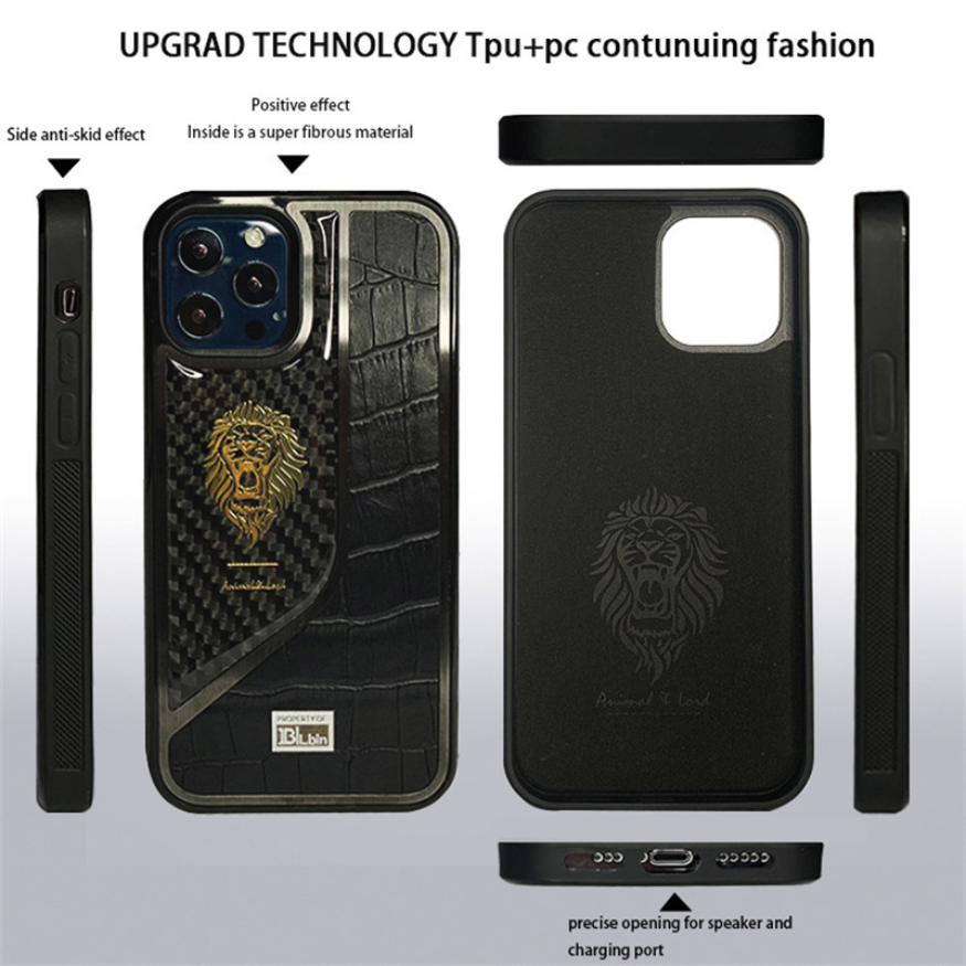 Case and Cover iPhone 12 Pro, 12 Pro Max  Crocodile Leather Pattern Front, Back, Top, Bottom View Crocs GrunX in India