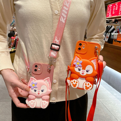 Valentine - 3D Fox Cartoon Crossbody Wallet iPhone Case