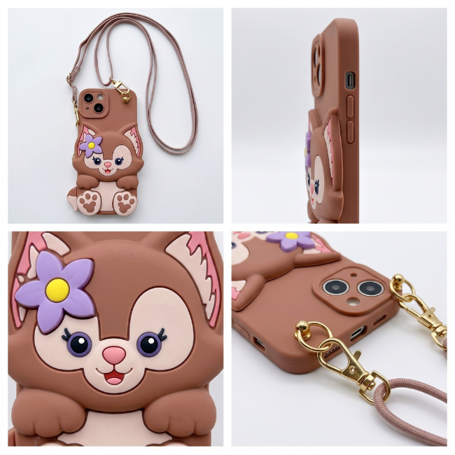 GRUNX Valentine 3D Fox crossbody iPhone 15 Plus 15 Pro 15 Pro Max case open showing built-in wallet cards storage India