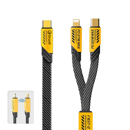 Charging Cable All Devices Android and Apple Devices 1.2 Meter Black and Yellow Front View Cable Daily GrunX in India