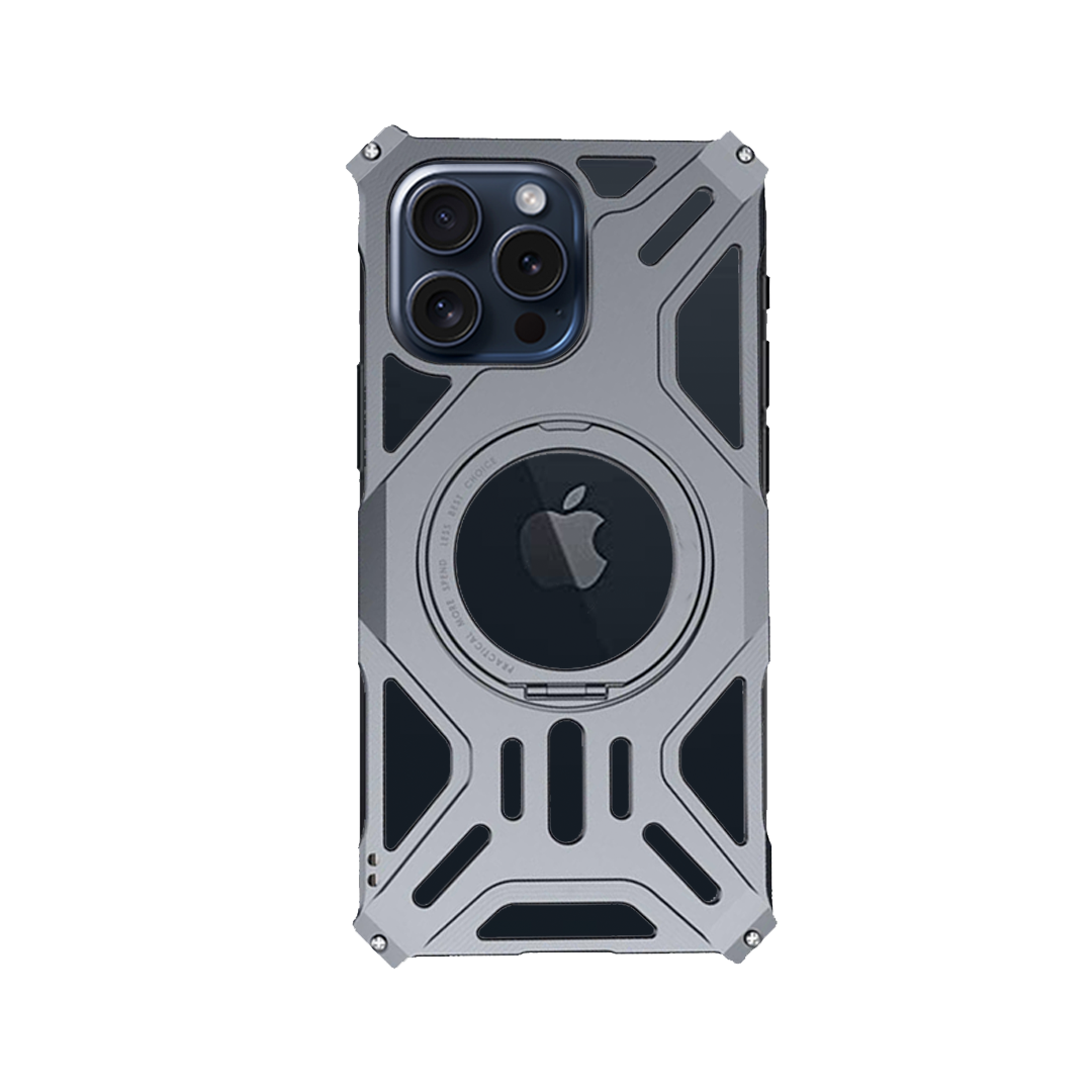 Dragon - Magnetic Frameless Armor Rotating Stand iPhone Case - Silver