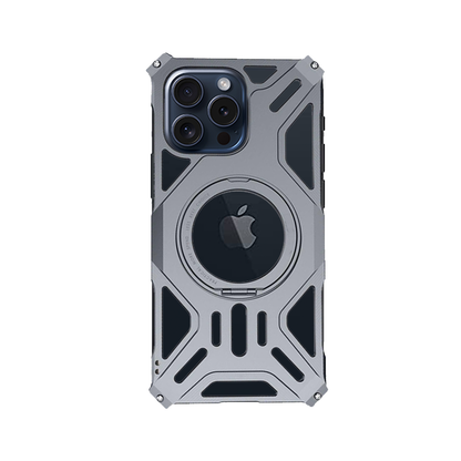 Dragon - Magnetic Frameless Armor Rotating Stand iPhone Case - Silver