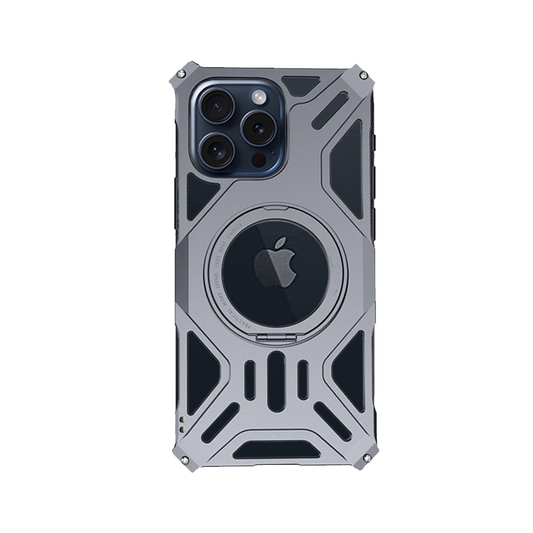 Dragon - Magnetic Frameless Armor Rotating Stand iPhone Case - Silver