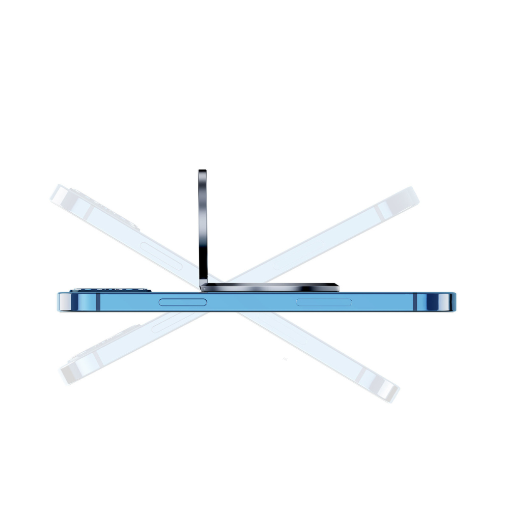GRUNX Dream magnetic ring holder 180-degree foldable design with iPhone snapped in place on Indian office desk