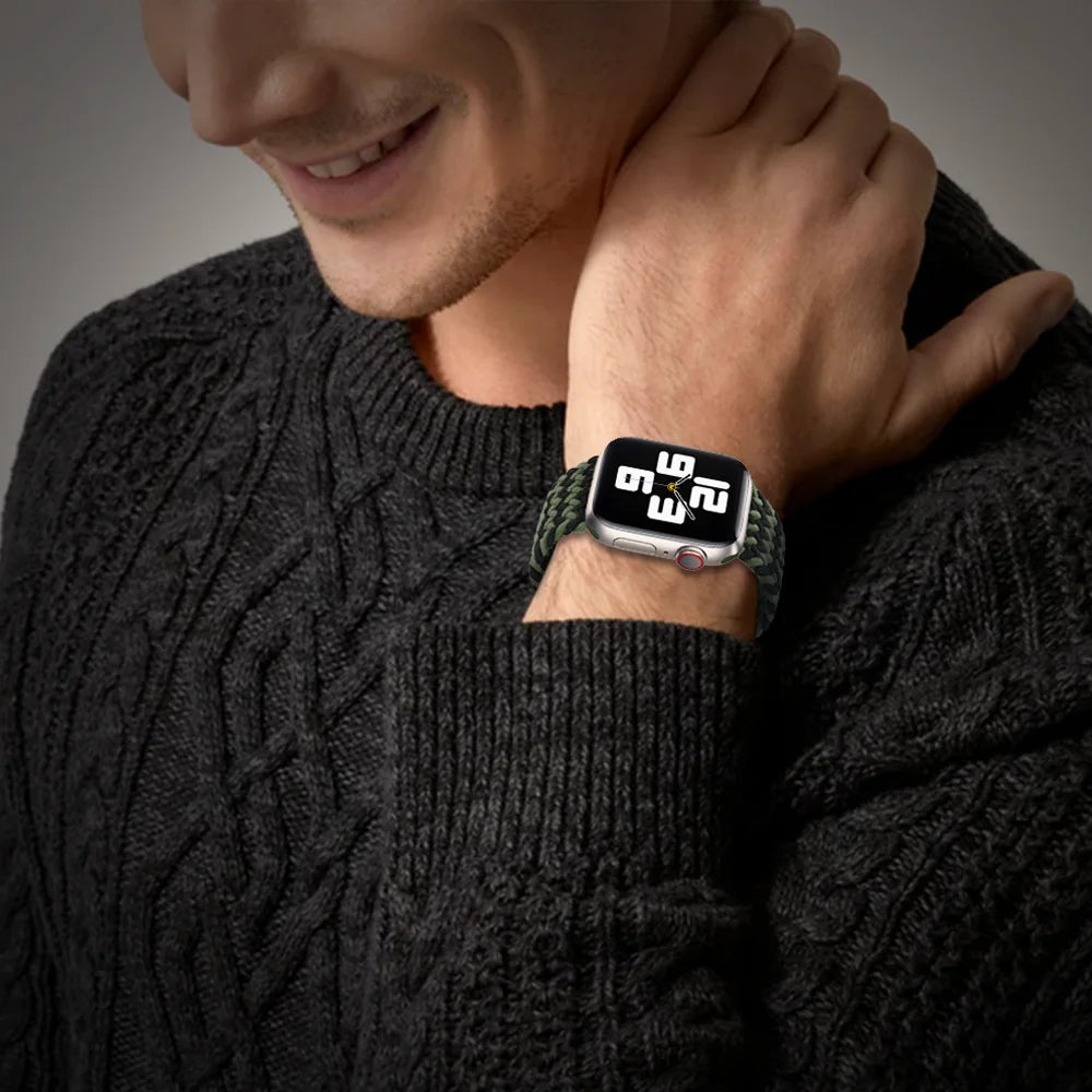 Dubai - Apple Watch Strap Nylon Loop - Green Black