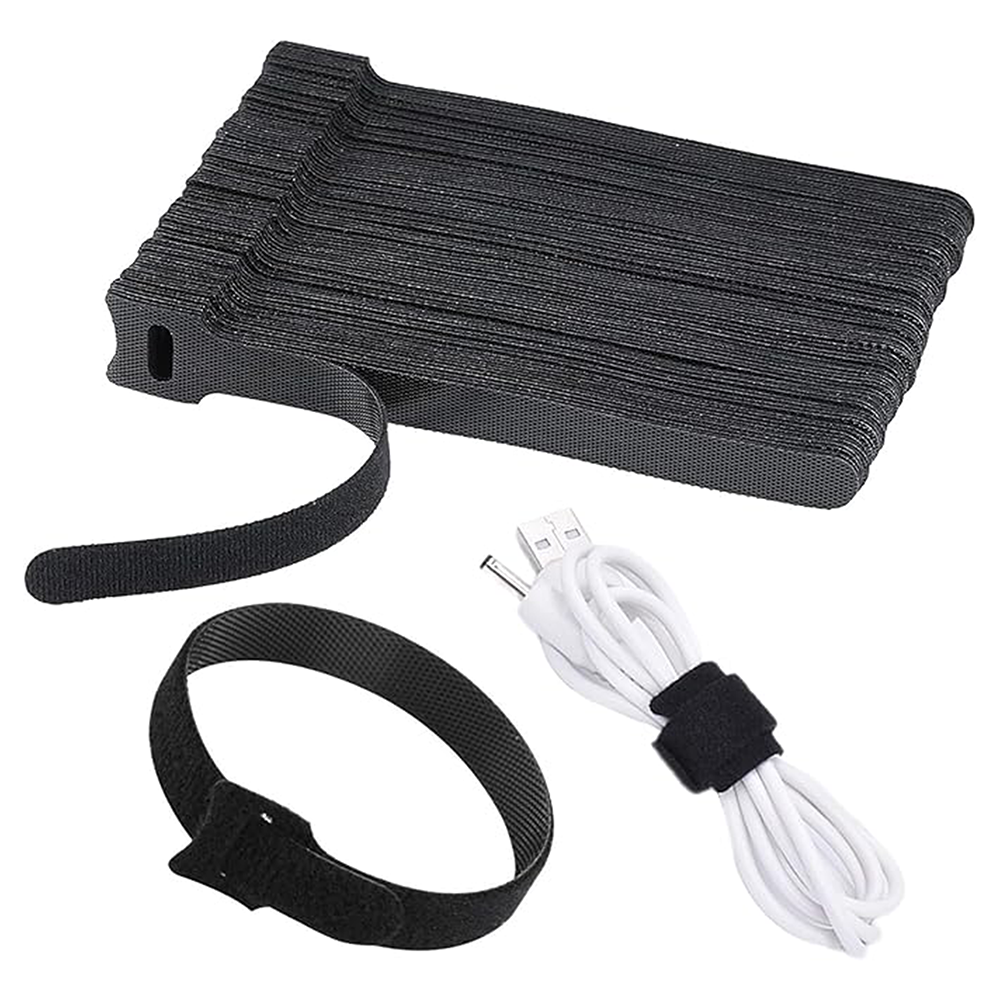 Durable Velcro Cable Ties for Charger, Laptop & USB Cable Management – Blackish
