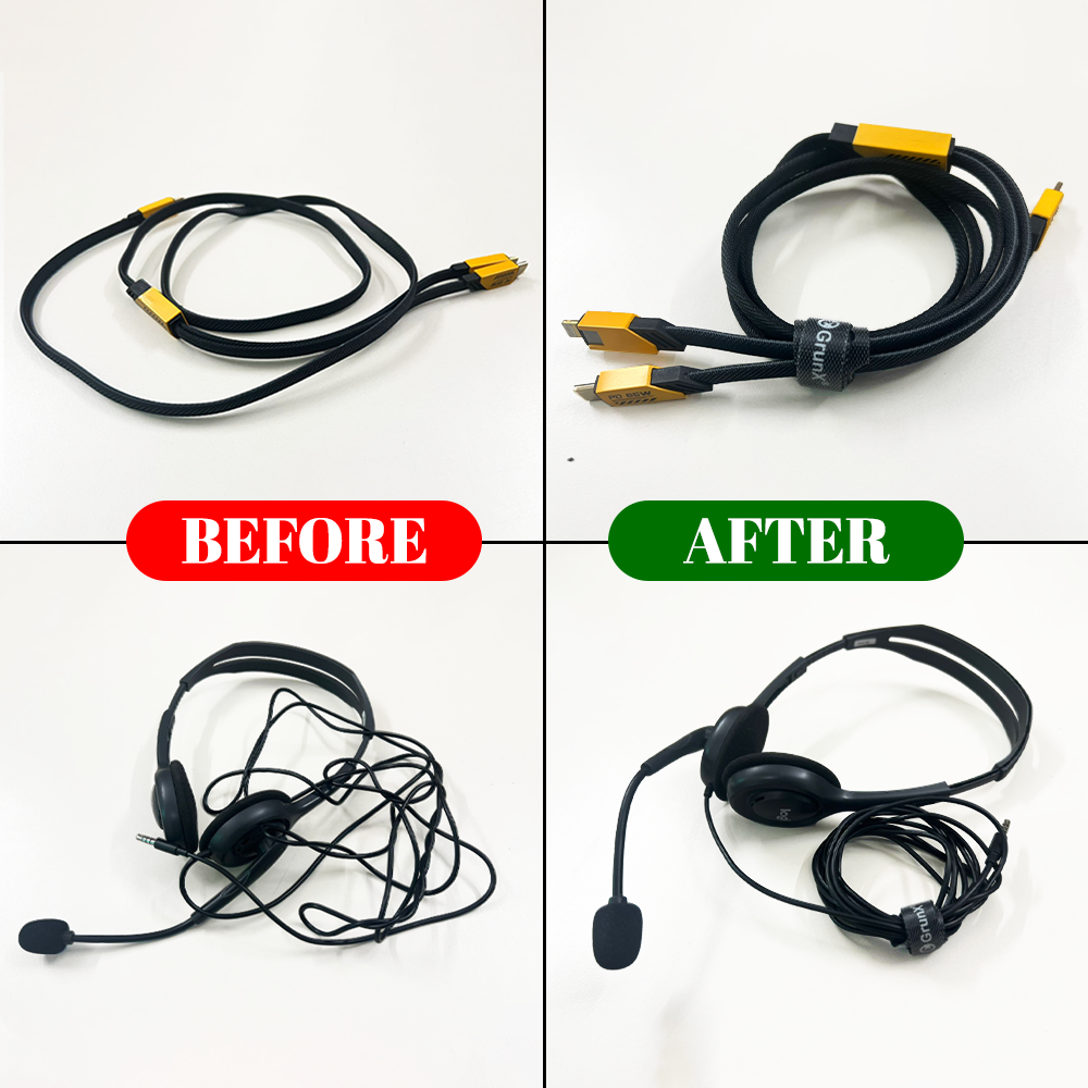Cable Organizer Velcro Straps by GRUNX – Reusable Wire Management Solution