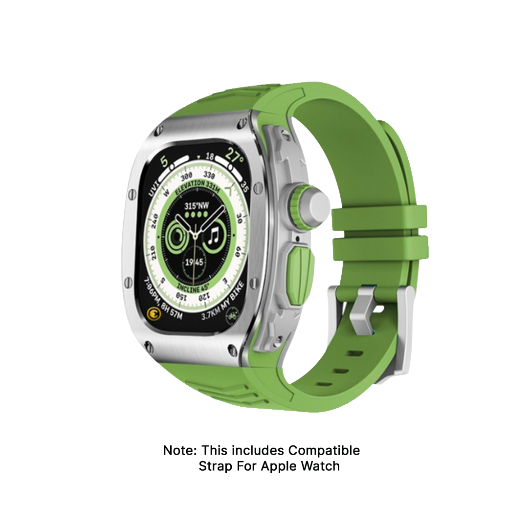 Watch Strap and Watch Band Apple Apple Watch Ultra Series 1 & 2 49mm Silver Green Photo With Description Of Compatible Strap Earth GrunX in India