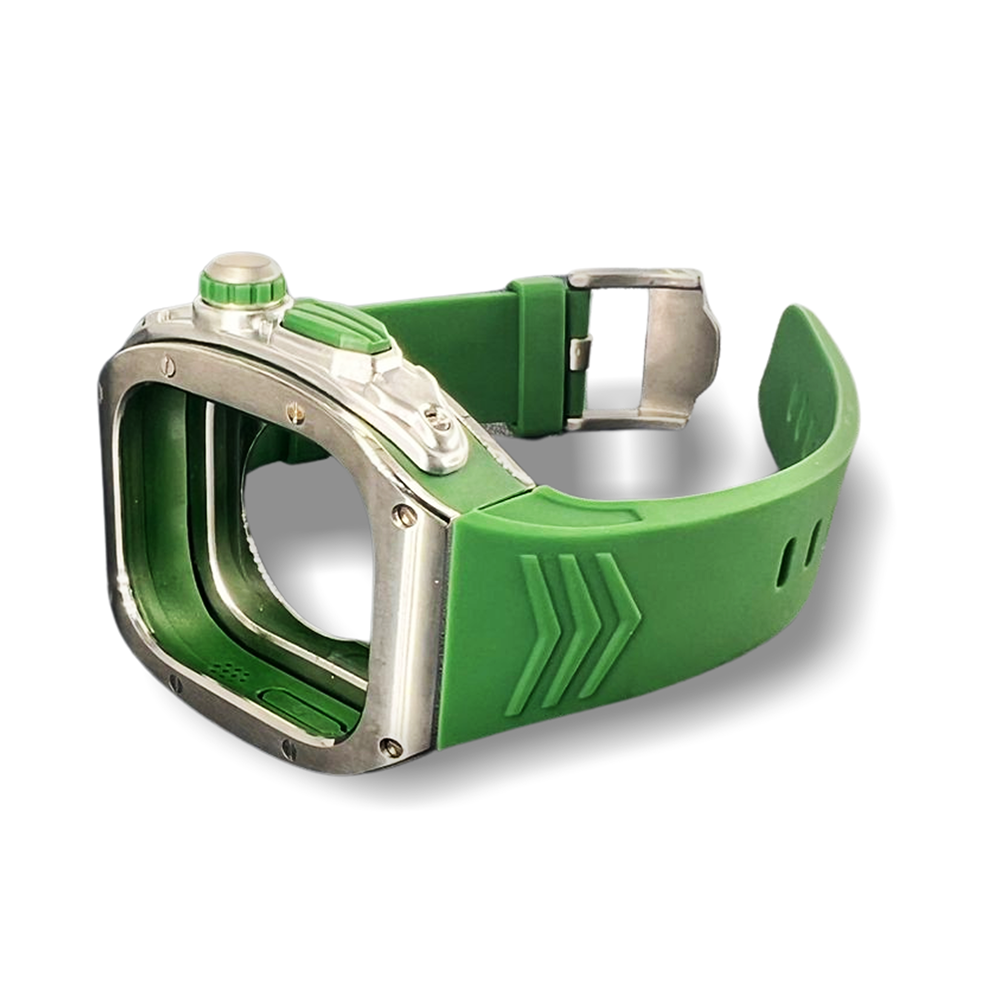 Watch Strap and Watch Band Apple Apple Watch Ultra Series 1 & 2 49mm Silver Green Showing Watch Case Earth GrunX in India