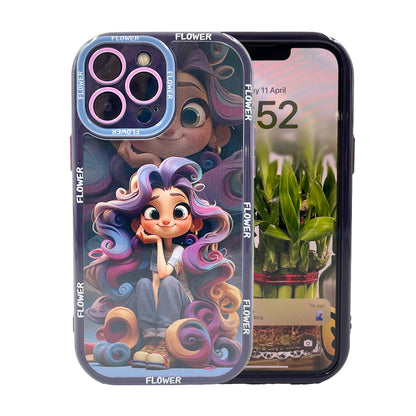 Case and Cover iPhone 14, 14 Plus, 14  Pro, 14 Pro Max  Purple Womnan Holding Phone Showing Back View Emma GrunX in India