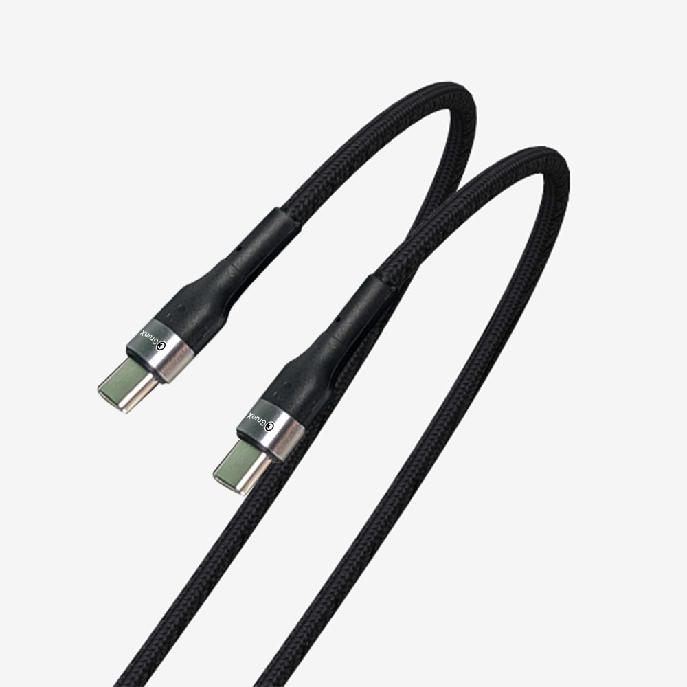 Charging Cable All Devices Android and Apple Devices 2 Meter Silver and Black Showing Braided design Flash  GrunX in India